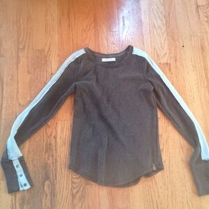 FREE PEOPLE WE THE FREE WOMENS LADIES GORGEOUS THERMAL TOP SHIRT SNAP SLEEVES LG